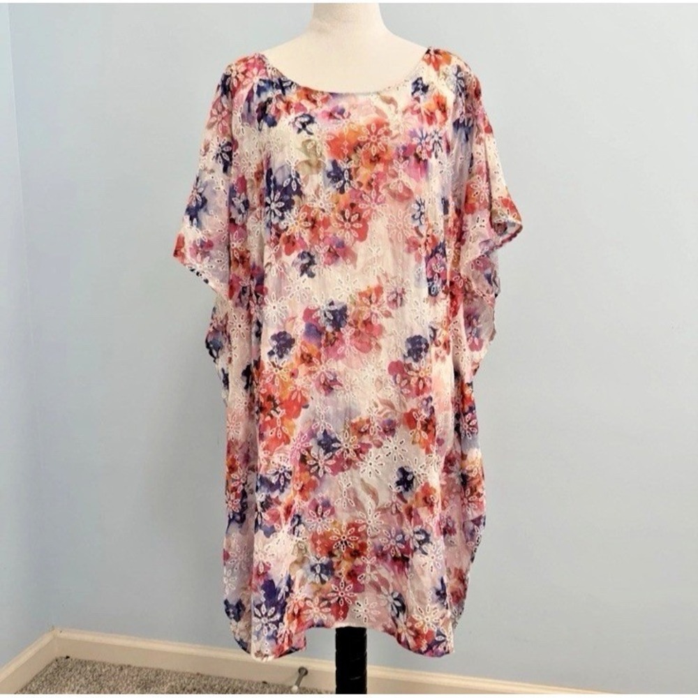 Johnny Was Oversized Silk/ Cotton Summer Days Eyelet Dress Size M - NWT